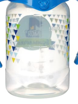 Бутылочка для кормления M&B «Моя первая бутылочка» с ручками, классическое горло, от 0 мес., 150 мл., синий