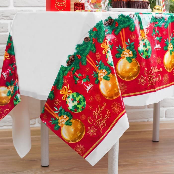 Скатерть одноразовая «С Новым годом», 182×137 см