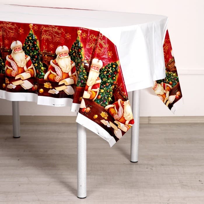 Скатерть одноразовая «Счастливого Нового Года», Дед Мороз, 182×137 см