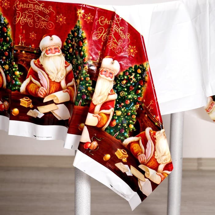 Скатерть одноразовая «Счастливого Нового Года», Дед Мороз, 182×137 см