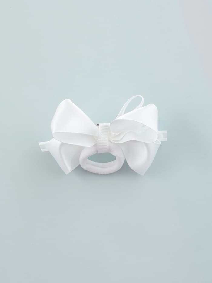 Бант для волос на резинке «Школьница», жемчужинки на лентах, 7.5 см, белый