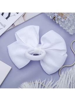 Бант для волос на резинке «Школьница», кружева, 9 см, белый