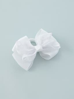 Бант для волос на резинке «Школьница», кружева, 9 см, белый
