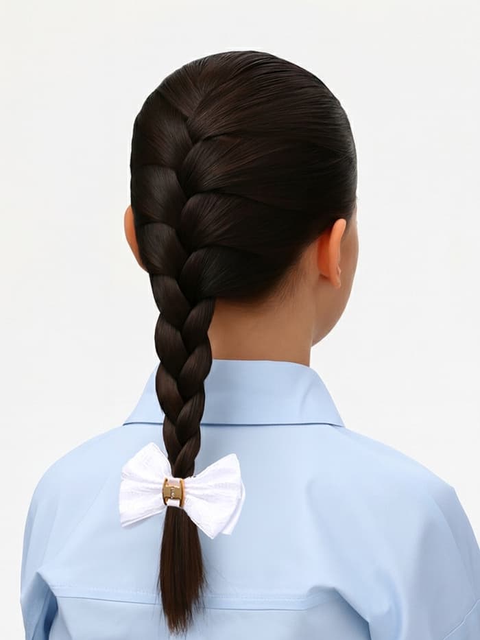 Бант для волос на резинке «Школьница», кружева, 7 см, белый