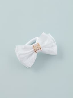 Бант для волос на резинке «Школьница», кружева, 7 см, белый