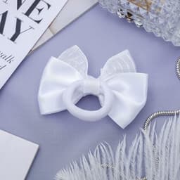 Бант для волос на резинке «Школьница», полосы стразы, 6.5 см, белый