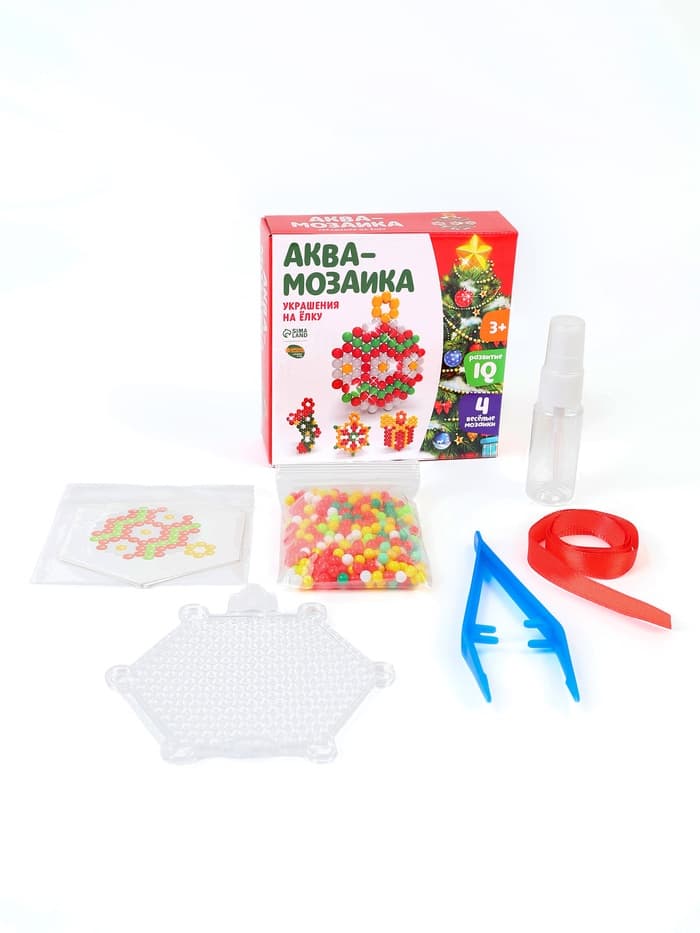 Аквамозаика «Украшения на ёлку», 4 фигурки