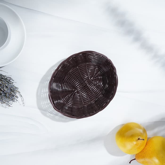 Корзинка для фруктов и хлеба Доляна «Шоко», 18×15×5 см, пластик, плетёная, коричневая