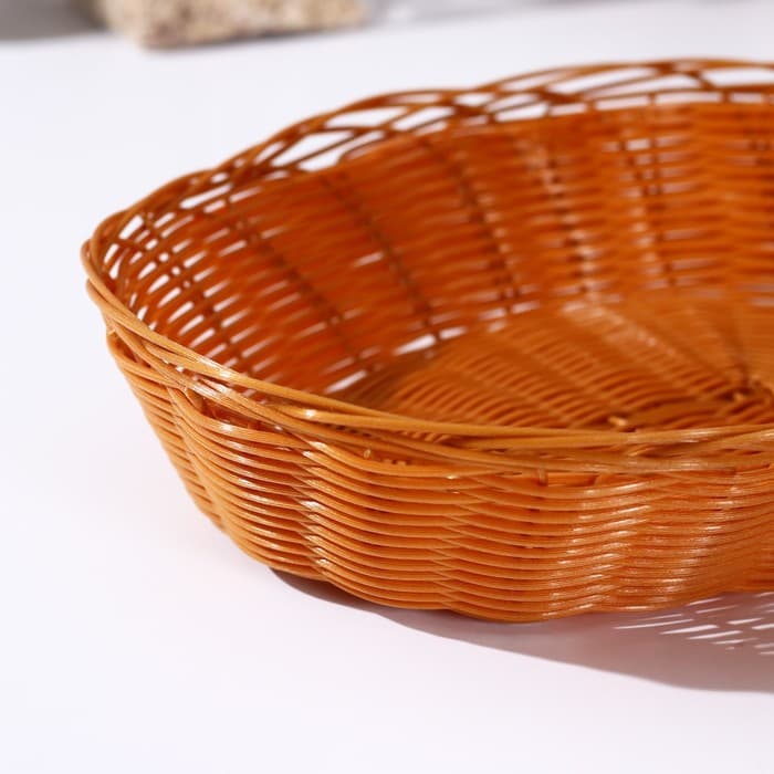 Корзинка для подачи Доляна «Капучино», 27×22×6.5 см, плетёная, пластик, коричневая