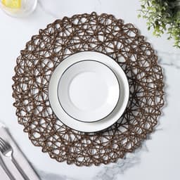 Салфетка сервировочная на стол Доляна «Одуванчик», d=38 см, коричневая