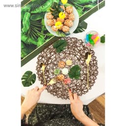 Салфетка сервировочная на стол Доляна «Одуванчик», d=38 см, коричневая