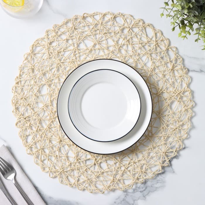 Салфетка сервировочная на стол Доляна «Одуванчик», d=38 см, бежевая