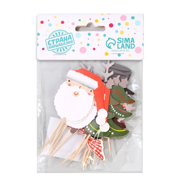 Шпажки для канапе новогодние, набор 12 шт.