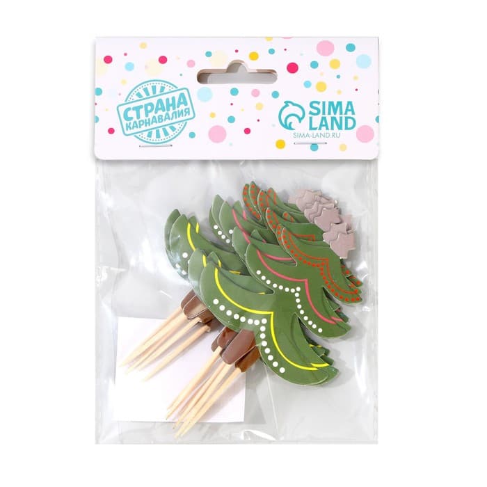 Шпажки для канапе новогодние «Ёлочка с гирляндой», набор 12 шт.