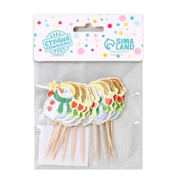 Шпажки для канапе новогодние «Снеговик со звездой», набор 12 шт.