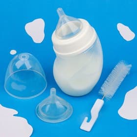 Набор для вскармливания животных DIIL, бутылочка 180 мл, 2 соски и ёршик, цвет МИКС