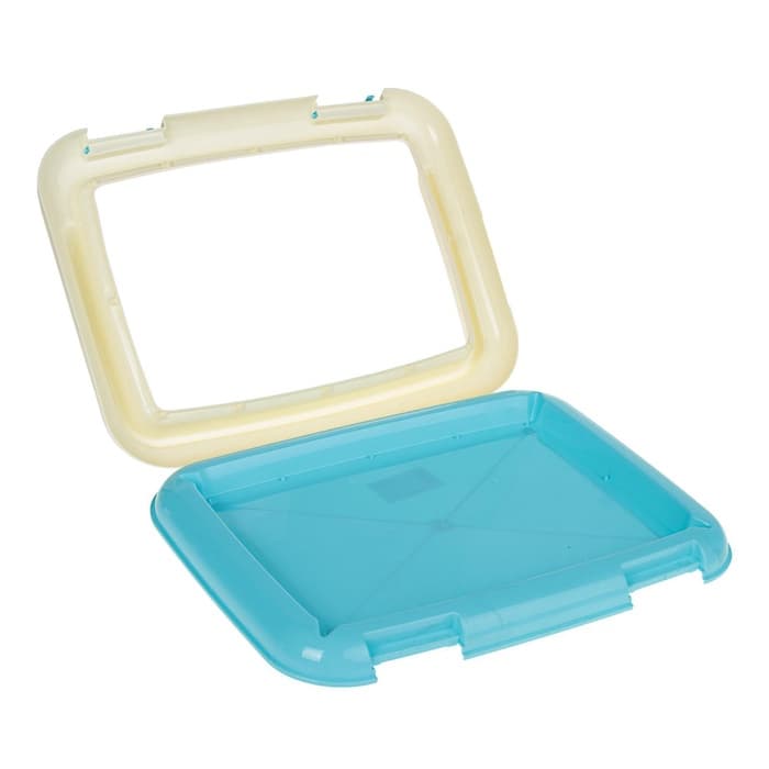 Туалет для собак, 46.5×35.5×5.5 см, со съёмным бортом, решёткой и столбиком, пластик, голубой