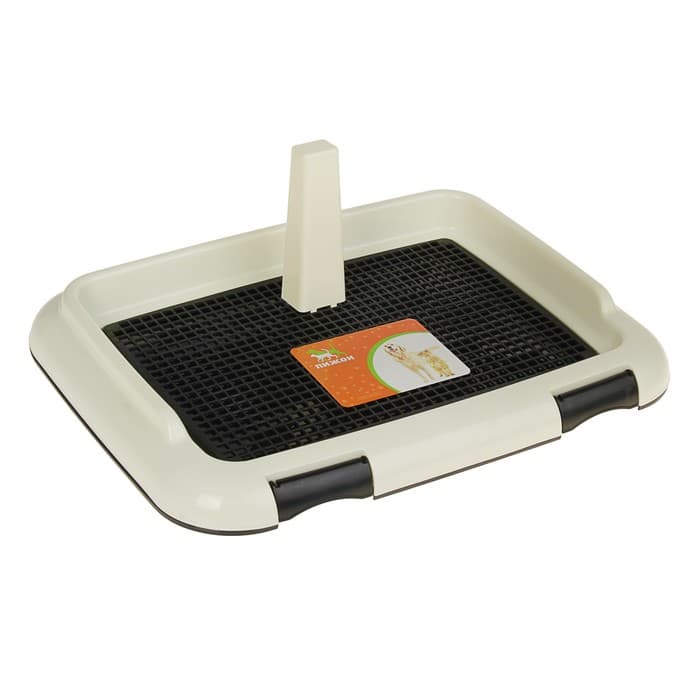 Туалет для собак 46.5×35.5×5.5 см, со съёмным бортом, решёткой и столбиком, пластик, чёрный