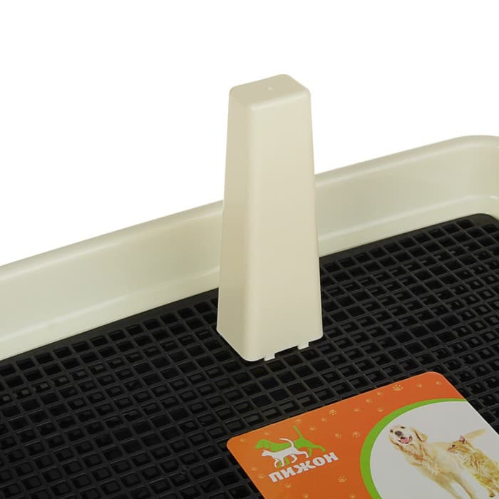 Туалет для собак 46.5×35.5×5.5 см, со съёмным бортом, решёткой и столбиком, пластик, чёрный