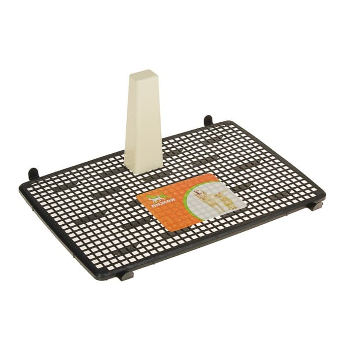 Туалет для собак 46.5×35.5×5.5 см, со съёмным бортом, решёткой и столбиком, пластик, чёрный