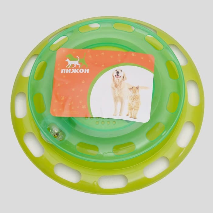 Игровой комплекс для кошек «Пижон», с отсеками для лакомств/кошачьей мяты и шариком, зелёный