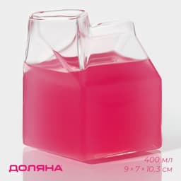 Молочник Доляна «Пакет», 400 мл, 9×7×10.3 см, стекло, прозрачный