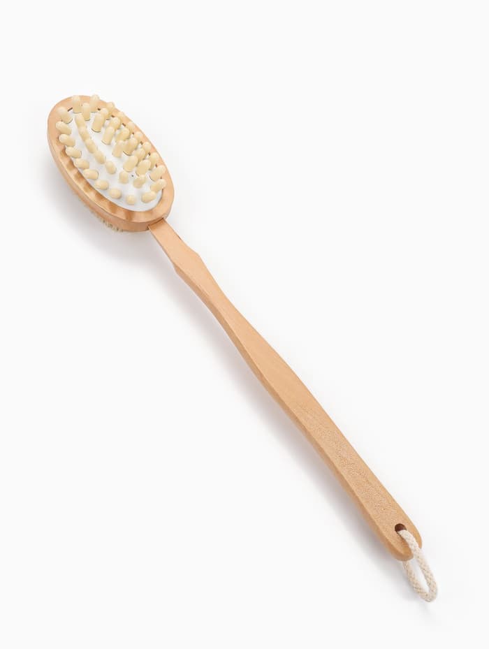 Щётка массажная для тела, из натуральной щетины, двусторонняя, с ручкой, гладкая