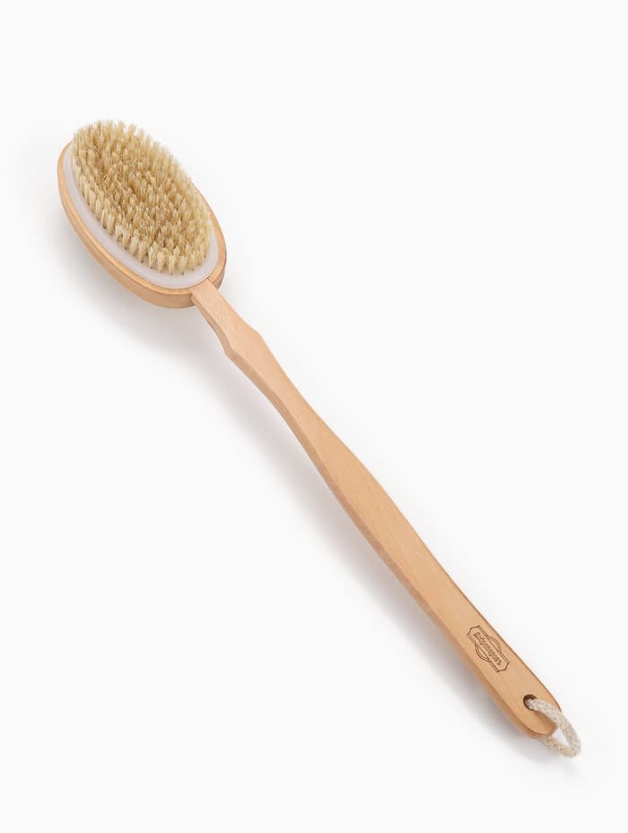 Щётка массажная для тела, из натуральной щетины, двусторонняя, с ручкой, гладкая
