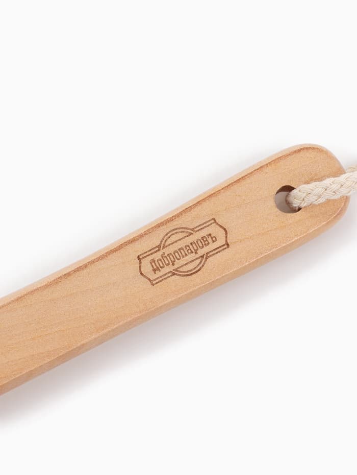 Щётка массажная для тела, из натуральной щетины, двусторонняя, с ручкой, гладкая