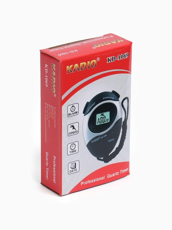 Секундомер Kadio, 7.8×5.5×2 см, 1 отсечка, будильник, часы, календарь