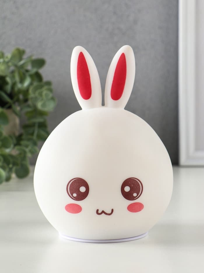 Фигурка световая RISALUX «Антистресс зайчонок», мякиш, ночник, силикон, 4×LED, USB, 16×11×10.5 см