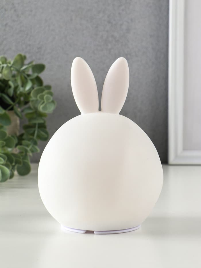 Фигурка световая RISALUX «Антистресс зайчонок», мякиш, ночник, силикон, 4×LED, USB, 16×11×10.5 см