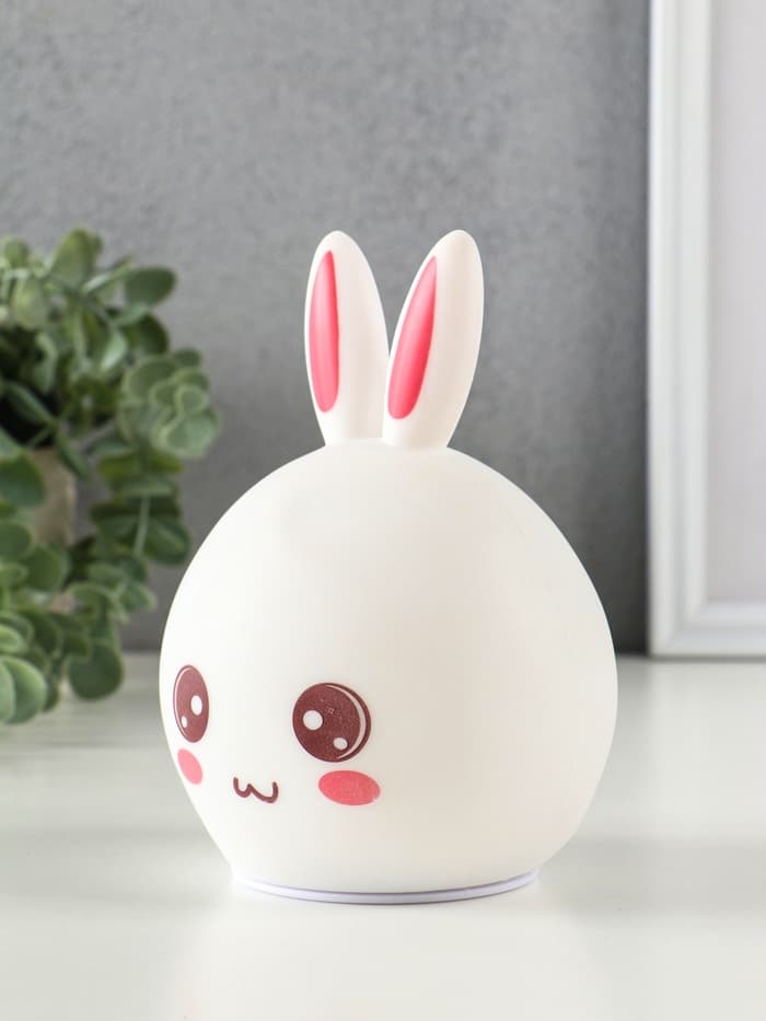 Фигурка световая RISALUX «Антистресс зайчонок», мякиш, ночник, силикон, 4×LED, USB, 16×11×10.5 см