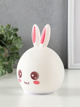 Фигурка световая RISALUX «Антистресс зайчонок», мякиш, ночник, силикон, 4×LED, USB, 16×11×10.5 см