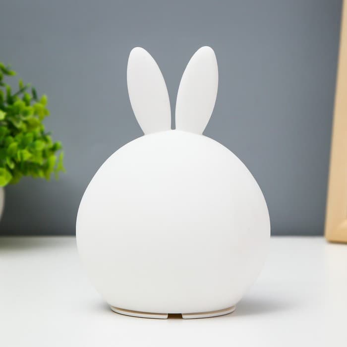 Фигурка световая RISALUX «Антистресс зайчонок», мякиш, ночник, силикон, 4×LED, USB, 16×11×10.5 см