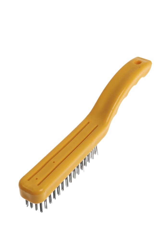 Щетка металлическая ручная ТУНДРА, закаленная проволока, пластиковая рукоятка, 4-рядная