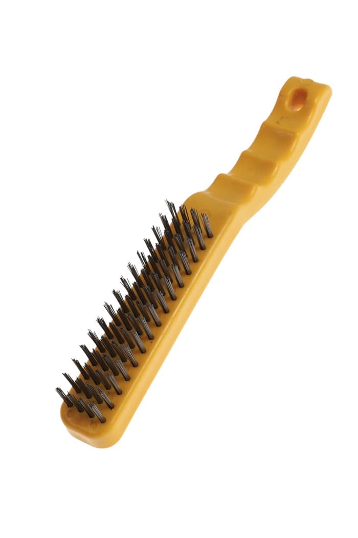 Щетка металлическая ручная ТУНДРА, закаленная проволока, пластиковая рукоятка, 4-рядная