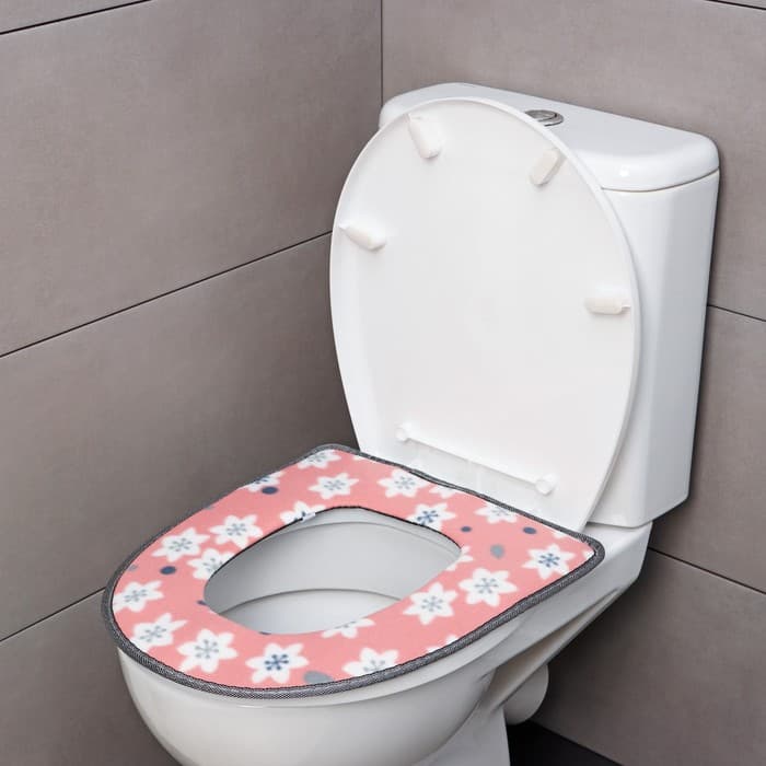 Чехол на сиденье для унитаза на липучках «Цветы», 35×45 см, МИКС