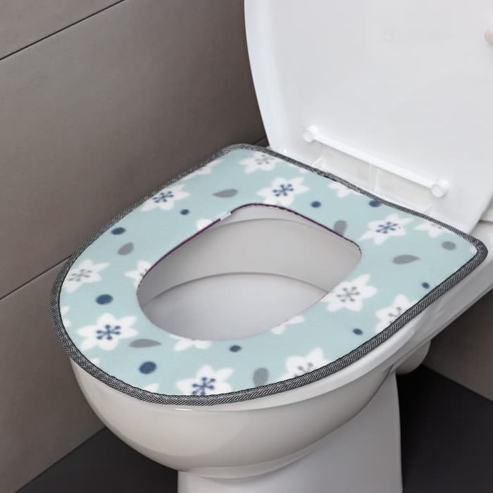 Чехол на сиденье для унитаза на липучках «Цветы», 35×45 см, МИКС