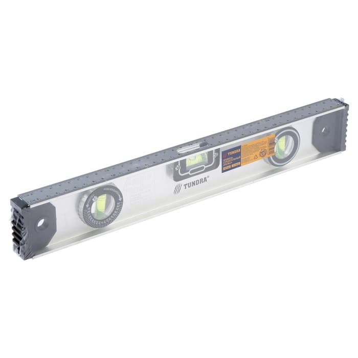 Уровень алюминиевый ТУНДРА «Рельс», 3 глазка (1 поворотный), 400 мм