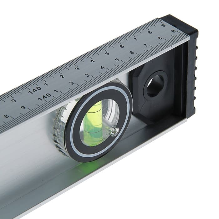 Уровень алюминиевый ТУНДРА «Рельс», 3 глазка (1 поворотный), 1500 мм