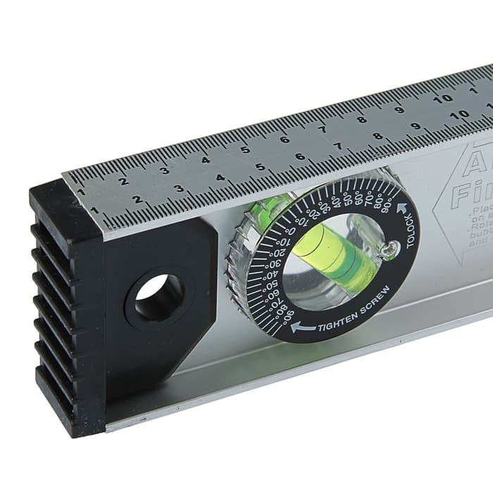 Уровень алюминиевый ТУНДРА «Рельс», 3 глазка (1 поворотный), 1800 мм