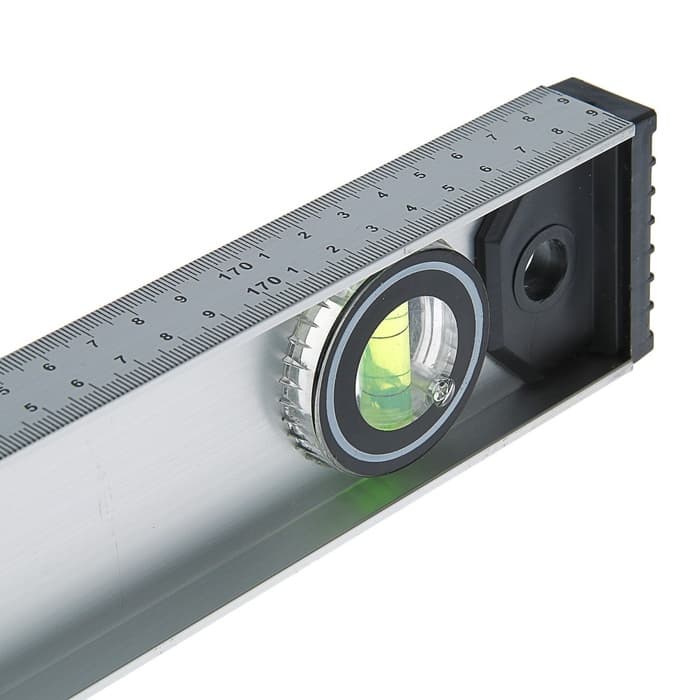 Уровень алюминиевый ТУНДРА «Рельс», 3 глазка (1 поворотный), 1800 мм