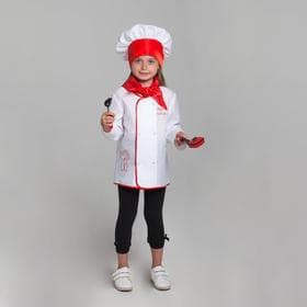 Карнавальный костюм «Лучший повар», куртка, колпак, платок, посуда, р-р 34, рост 134-140 см