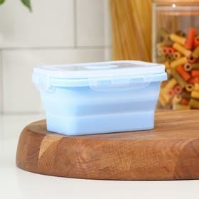 Контейнер складной с крышкой Доляна «Коста», 400 мл, 13×9.5×6 см, голубой
