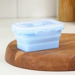 Контейнер складной с крышкой Доляна «Коста», 400 мл, 13×9.5×6 см, голубой