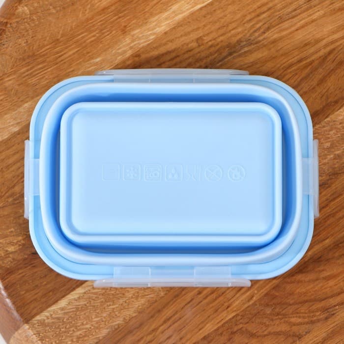 Контейнер складной с крышкой Доляна «Коста», 400 мл, 13×9.5×6 см, голубой