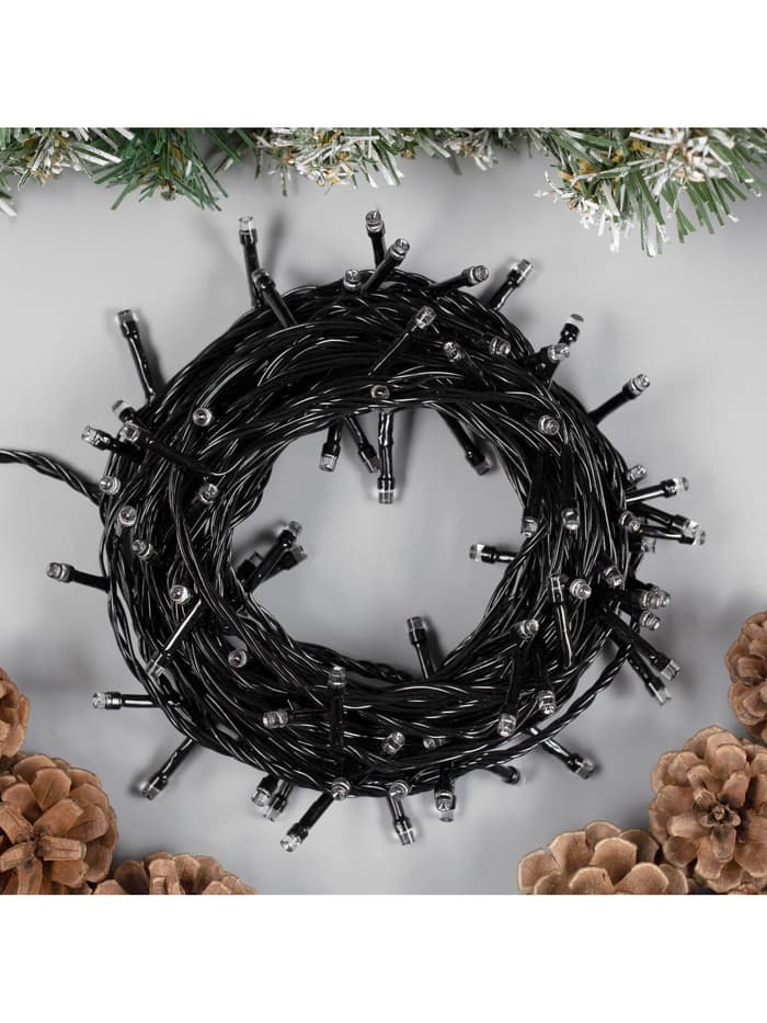 Гирлянда «Нить» 10 м, IP20, тёмная нить, 100 LED, 8 режимов, 220 В, свечение фиолетовое