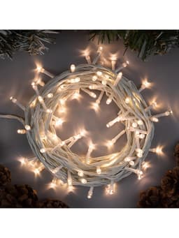 Гирлянда «Нить» 10 м, IP20, белая нить, 100 LED, 8 режимов, 220 В, свечение тёплое белое