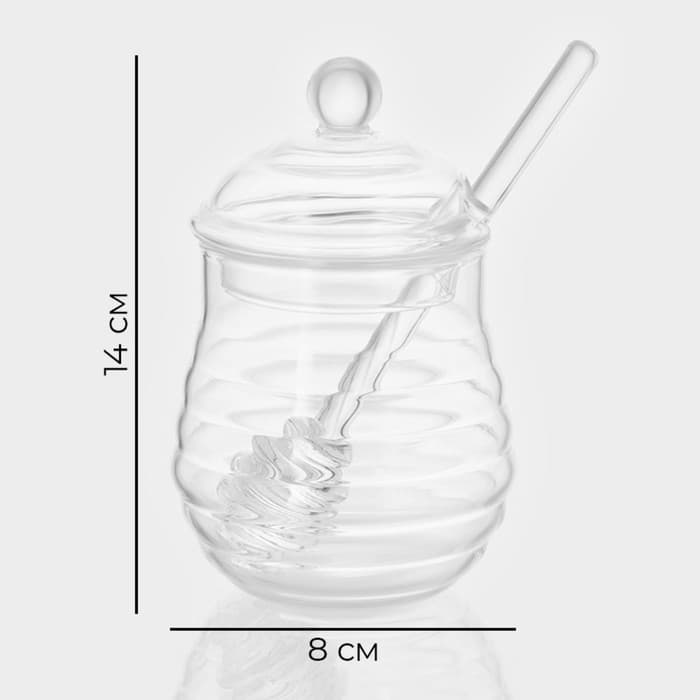 Баночка для мёда и варенья Magistro «Винни», 300 мл, 8×14 см, стекло, прозрачная